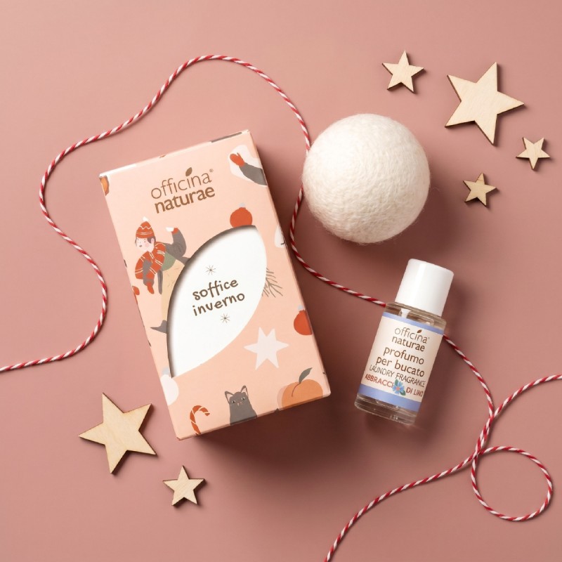 Kit regalo Pallina in lana riciclata e Mini profumo per bucato